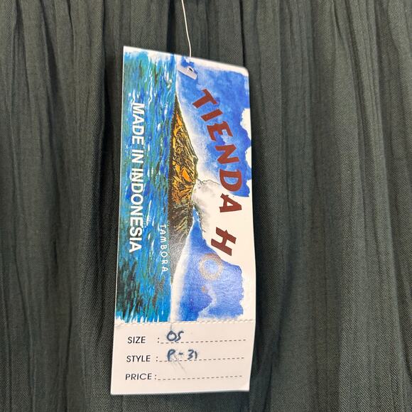 Tienda Ho Black/Dark green Wide Leg Boho Pants One Size Rayon Handmade Indonesia - Picture 2 of 5